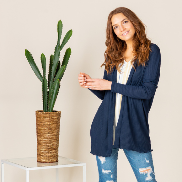 Agnes & Dora Sweaters - Open Front Thumbhole Cardi Navy